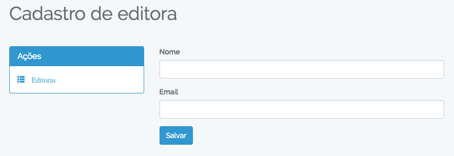 Cadastro de editora